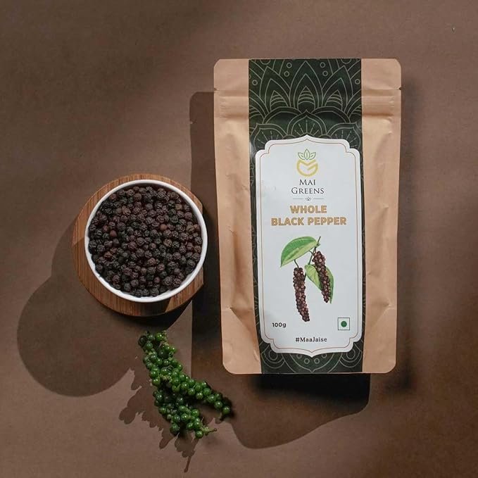 Maigreens Whole Black Pepper - 100g | Tellicherry Special Extra Bold Black Pepper (TGSEB) | Kali Mirch Whole | Best Grade - Image 3