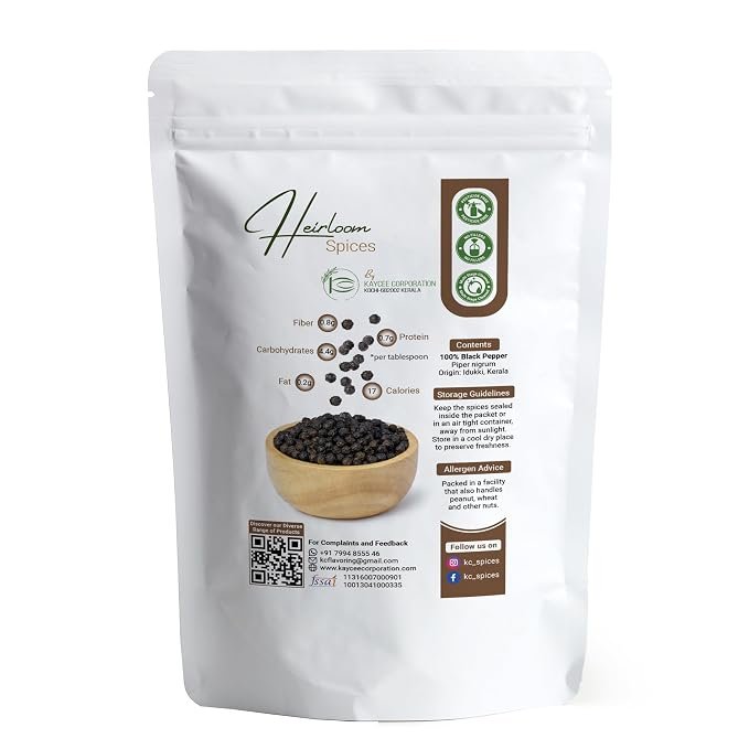 Heirloom Spices Black Pepper 200 grams|Whole Natural From Kerala | Kali Mirch, Premium Pepper, Whole Peppercorn - Image 3