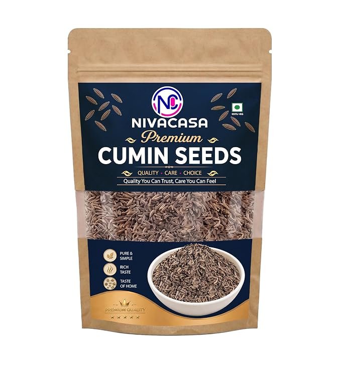 NIVACASA Premium Cumin Seeds 200g Jeera Whole Cumin Spice Pure Natural Fresh Aromatic Seeds for Indian Cooking Curries Dal Snacks Pickles PACK OF 1