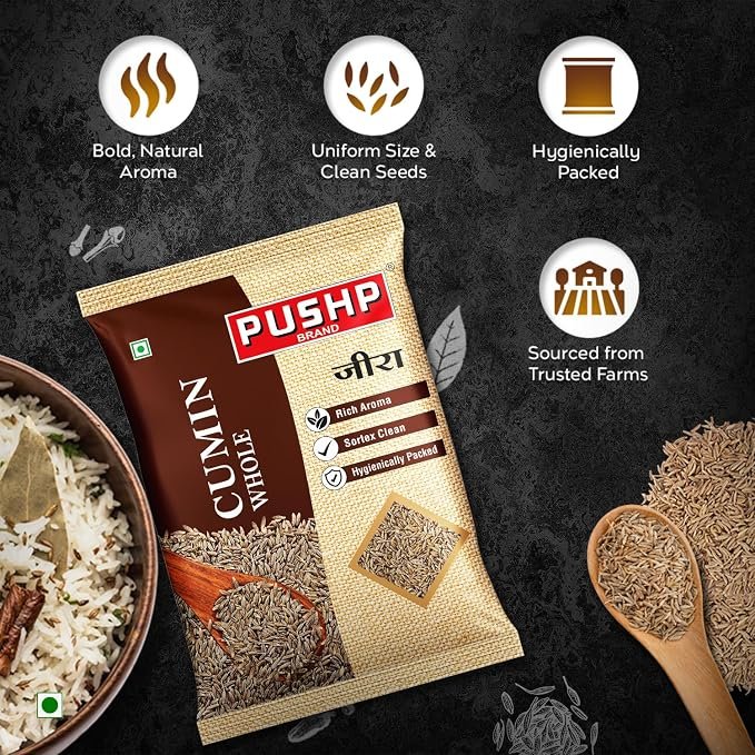 Pushp Whole cumin seeds (Sabut Jeera) | 500g Pouch | Pack of 1 |Premium Cumin Seeds | Aromatic & Flavorful | Ideal for Cooking, Tadka, Seasoning - Image 3